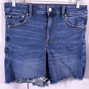 American Eagle Womens 12 32x6 Blue Super Stretch Hi-Rise Midi Jean Shorts Denim
